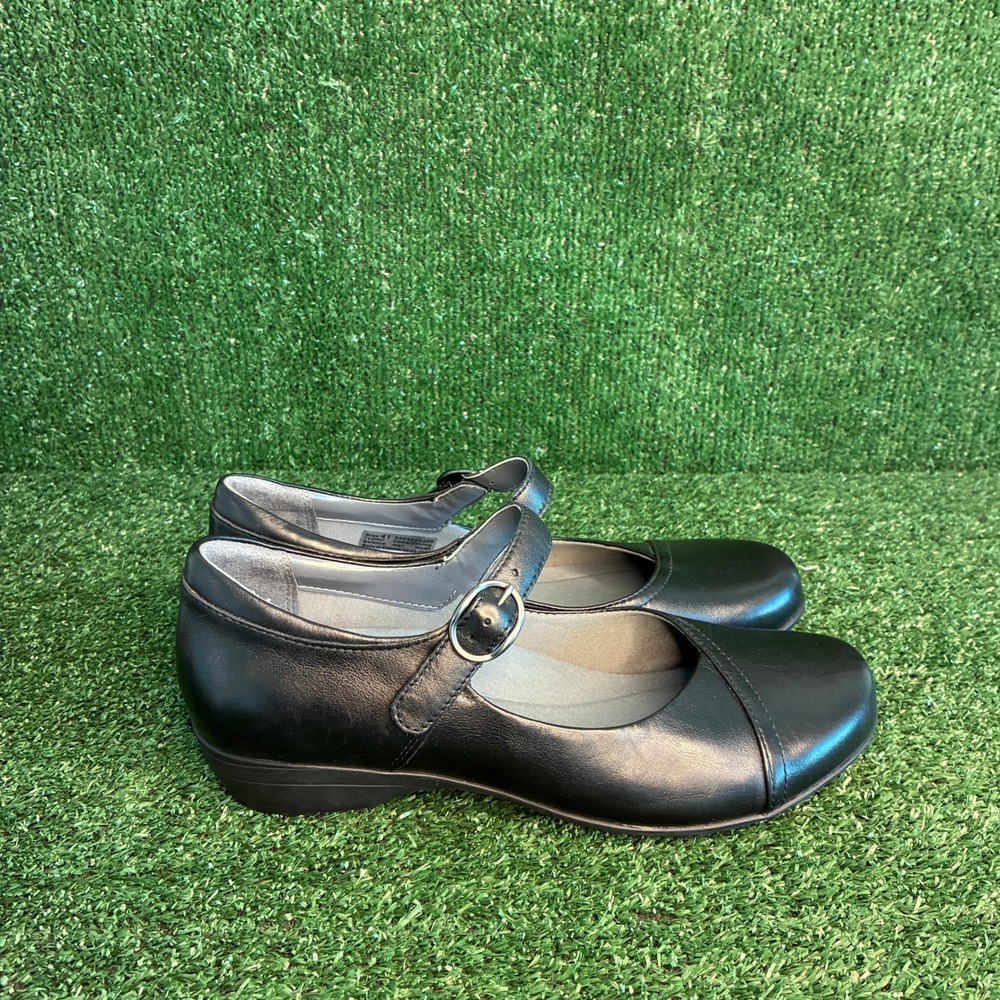 NEW Dansko Fawna Leather Buckle Strap Comfort Mary Jane Flat Black Women 10.5-11